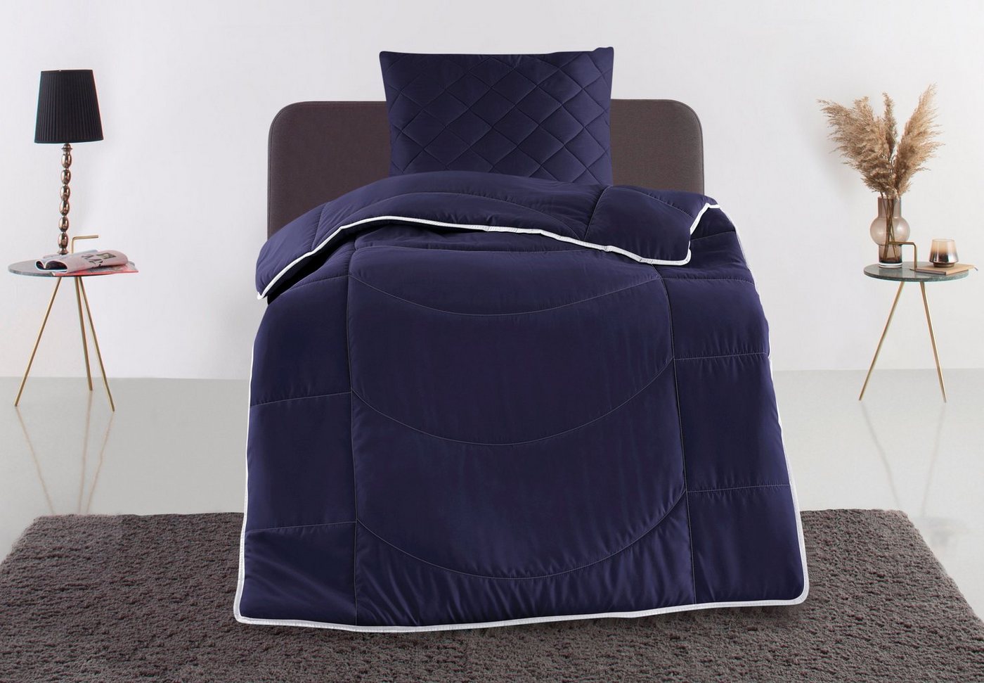 Steppbett + Kopfkissen, Microlux, Bettdecke 135x200 cm, 155x220 cm, my home, Füllung: Polyester, Bezug: Polyester, Set mit Kissen 40x80 cm, 80x80 cm, Sommer, Herbst, Winter in 4 Farben von my home