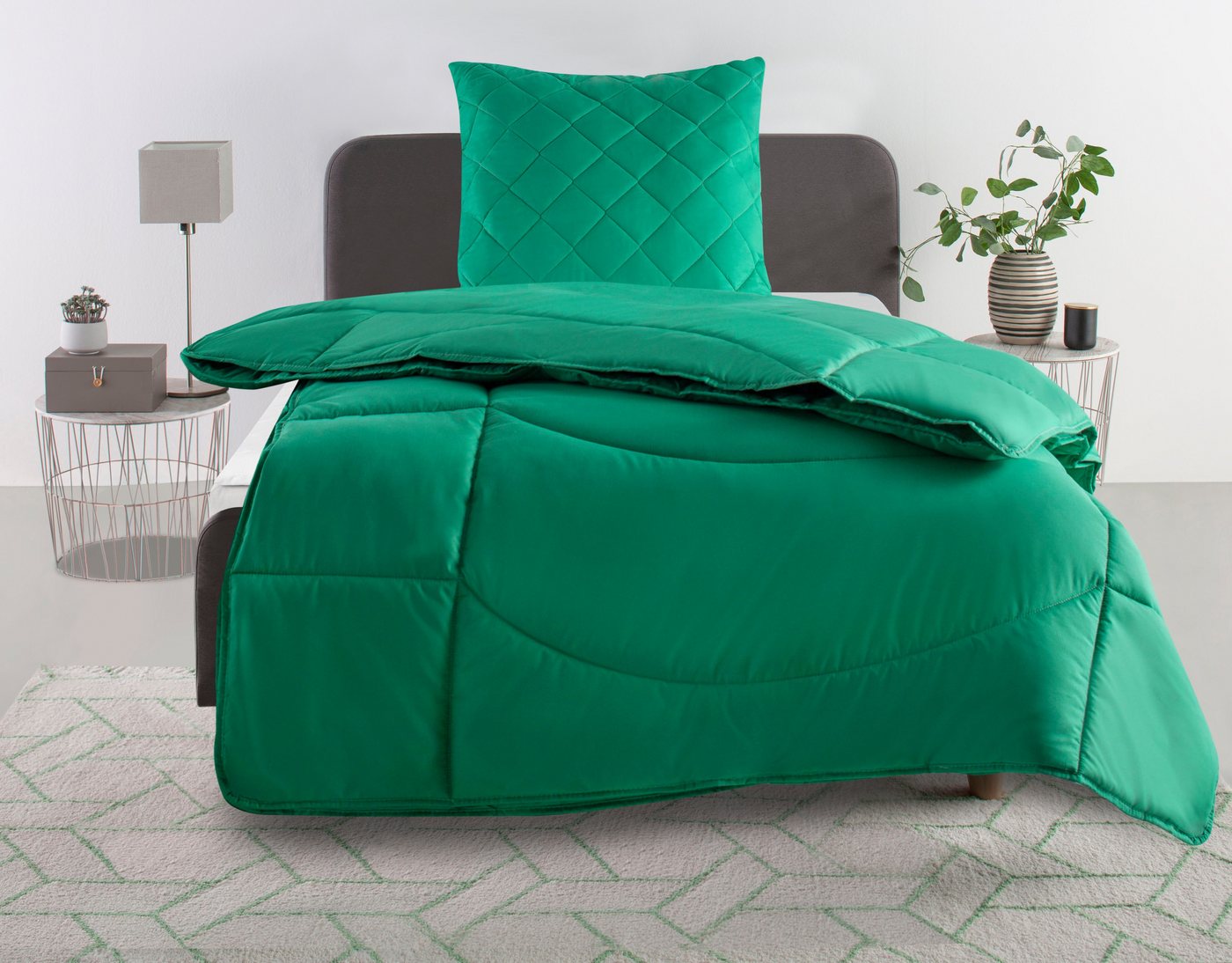 Steppbett + Kopfkissen, Microlux, Bettdecke 135x200 cm, 155x220 cm, my home, Füllung: Polyester, Bezug: Polyester, Set mit Kissen 40x80 cm, 80x80 cm, Sommer, Herbst, Winter in 4 Farben von my home