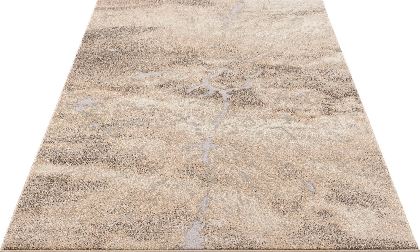 Teppich Marmor, my home, rechteckig, Höhe: 12 mm, Teppich in moderner Marmor Optik, Hoch Tief Effekt, flach, einfarbig von my home