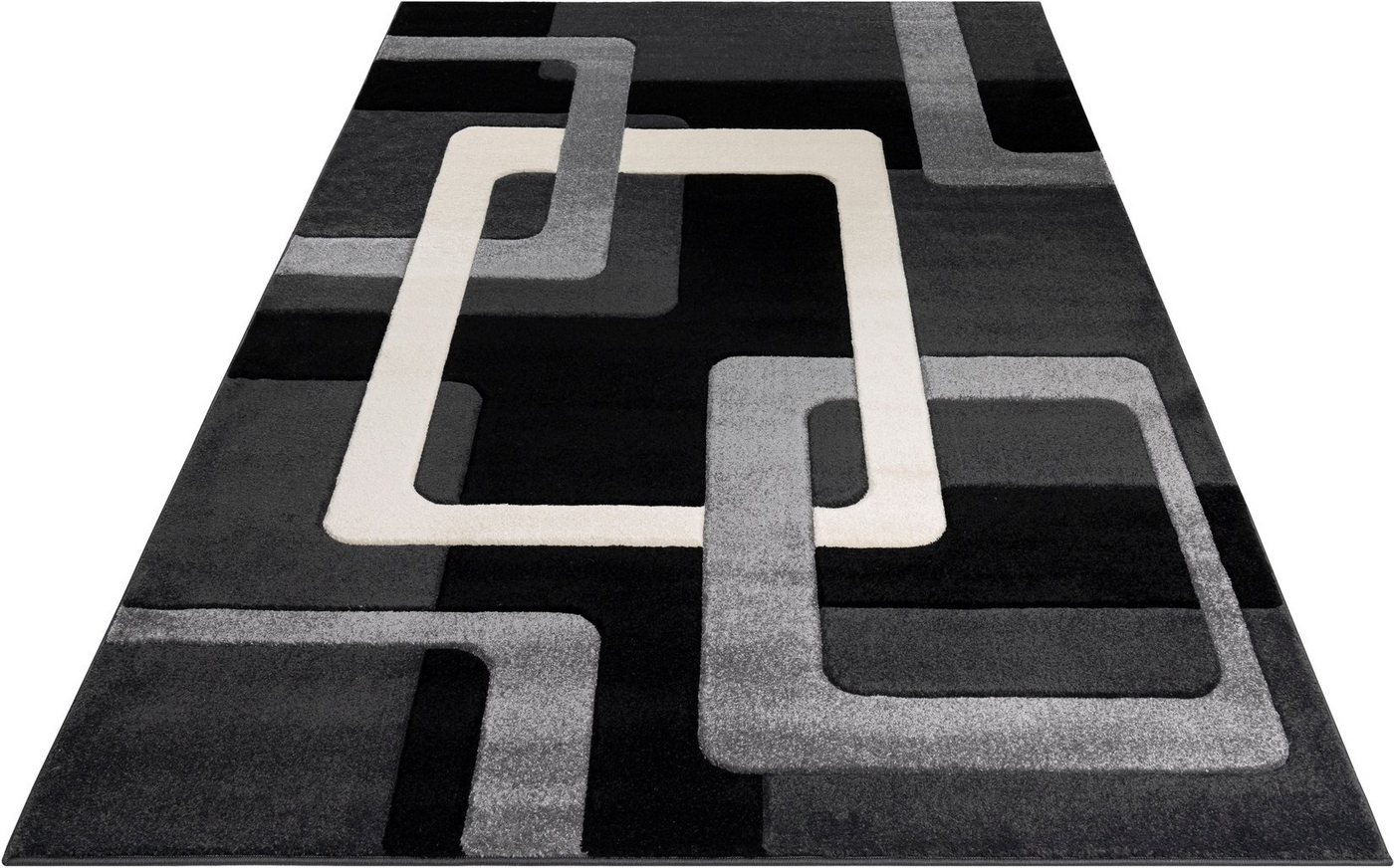 Teppich Maxim, my home, rechteckig, Höhe: 13 mm, Hoch-Tief-Effekt, Kurzflor, 3D-Design von my home