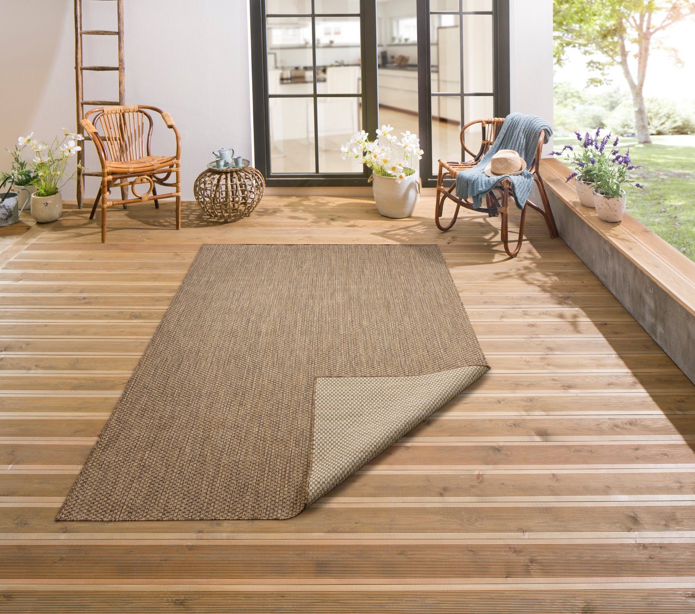 Teppich Rhodos, my home, rechteckig, Höhe: 3 mm, In-und Outdoor geeignet, Sisal-Optik, Wetterfest & UV-beständig von my home