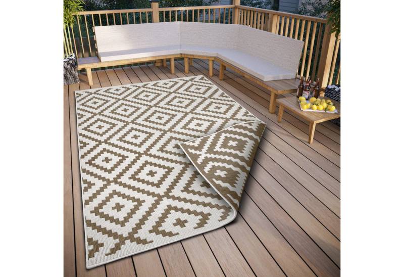 my home Teppich Ronda Wendeteppich, rechteckig, Höhe: 5 mm, Sisal-Optik, Flachgewebe, In- und Outdoor, geometrisches Boho Design von my home