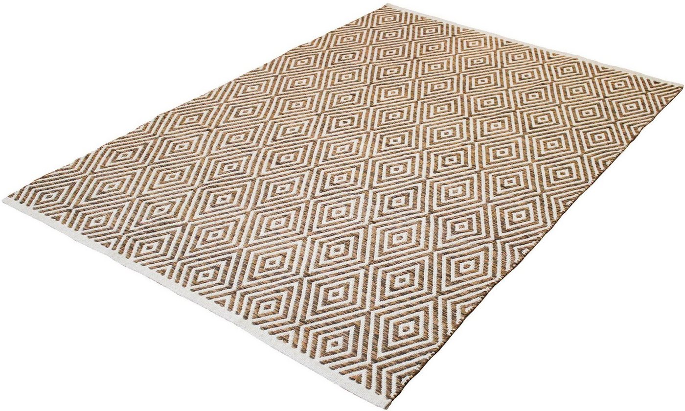 Teppich Tiara, my home, rechteckig, Höhe: 7 mm, mit Rauten-Muster, Teppich aus 100% Baumwolle von my home
