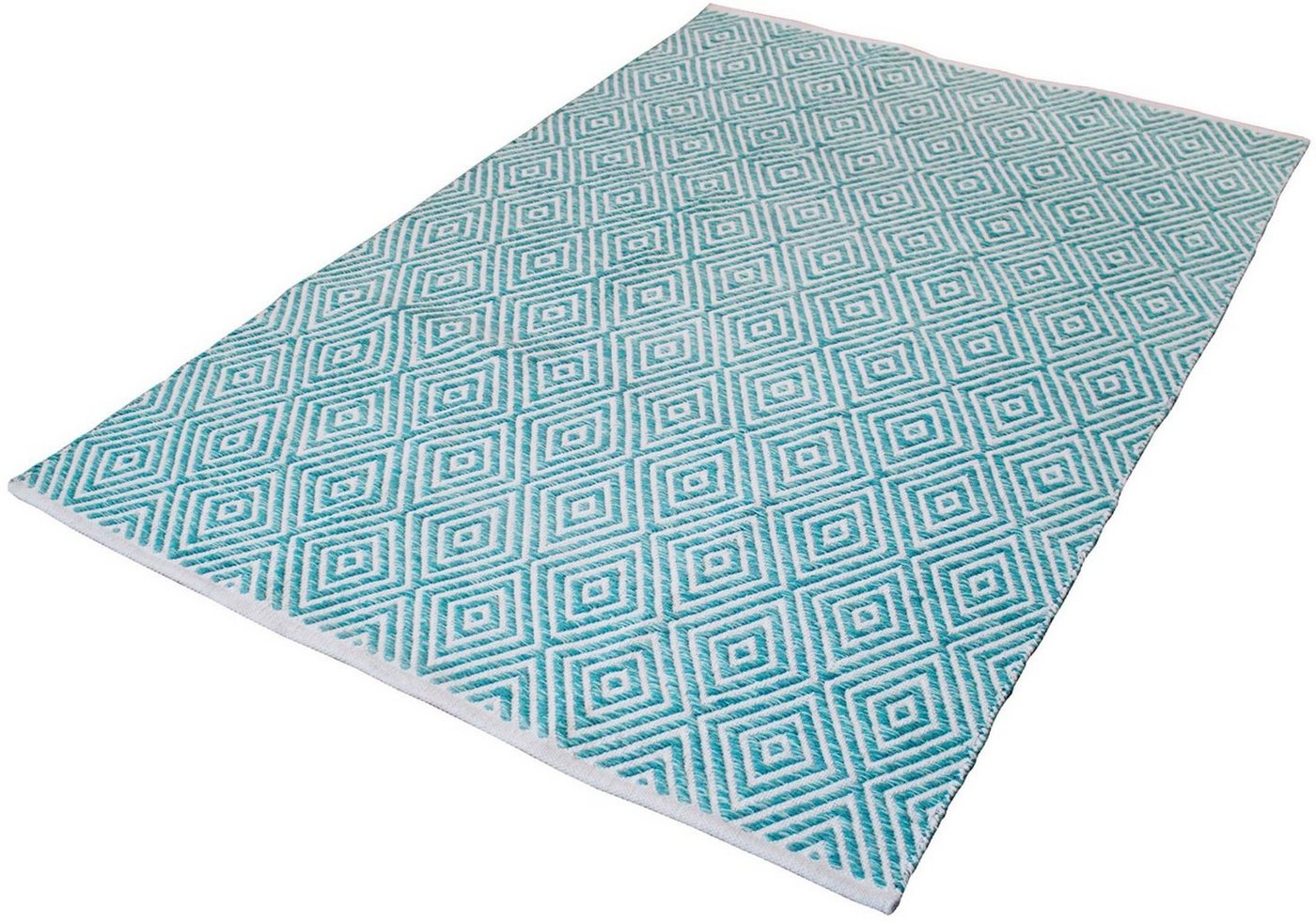 Teppich Tiara, my home, rechteckig, Höhe: 7 mm, mit Rauten-Muster, Teppich aus 100% Baumwolle von my home