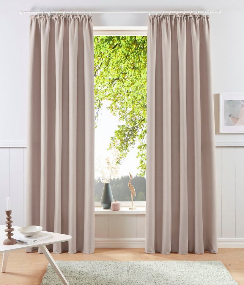 my home Vorhang Raja, Gardinen mit Kräuselband, Vorhänge Wohnzimmer, modern, Vorhang, Kräuselband (2 St), blickdicht, Polyester, 2er-Set, Bestseller, einfarbig, modern, pflegeleicht, Mikrofaser von my home