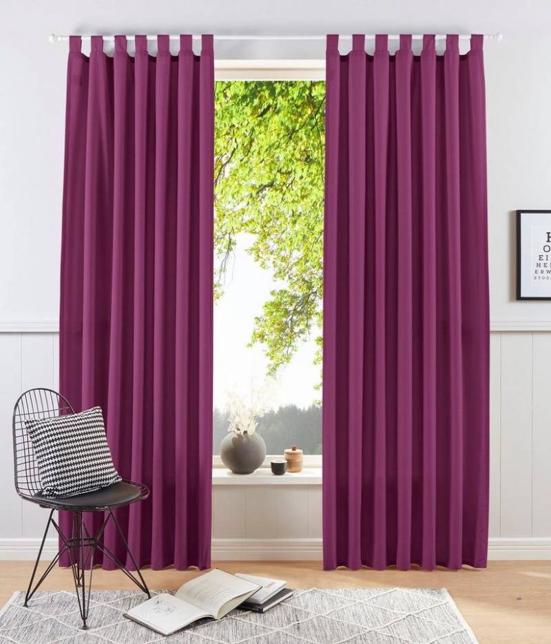 my home Vorhang Raja, Schlaufen (2 St), blickdicht, Polyester, 2er-Set, Bestseller, einfarbig, modern, pflegeleichte Mikrofaser von my home
