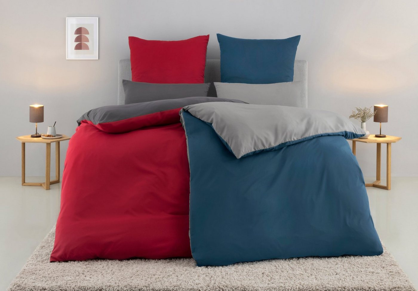 my home Bettwäsche Desner2, Microfaser, 3 teilig, Premium Qualität, sehr weich, uni, ab 135x200 cm von my home