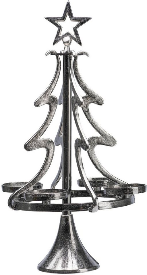 my home Adventsleuchter Tannenbaum, Weihnachtsdeko (1 St), Kerzenständer aus Aluminium, Höhe 86 cm von my home