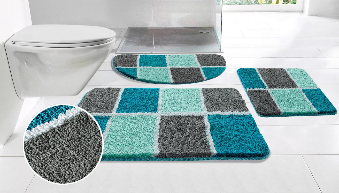 my home Badematte Anna mit Kachelmuster, Badvorleger, Badezimmer Teppich, Duschvorleger, Höhe 20 mm, rutschhemmend beschichtet, strapazierfähig, Polyester, rechteckig, Badteppich, Hoch Tief Effekt, Modern, Weich my home Badematte Anna mit Kachelmuster, Badvorleger, Badezimmer Teppich, Duschvorleger, Höhe 20 mm, rutschhemmend beschichtet, strapazierfähig, Polyester, rechteckig, Badteppich, Hoch Tief Effekt, Modern, Weich von my home