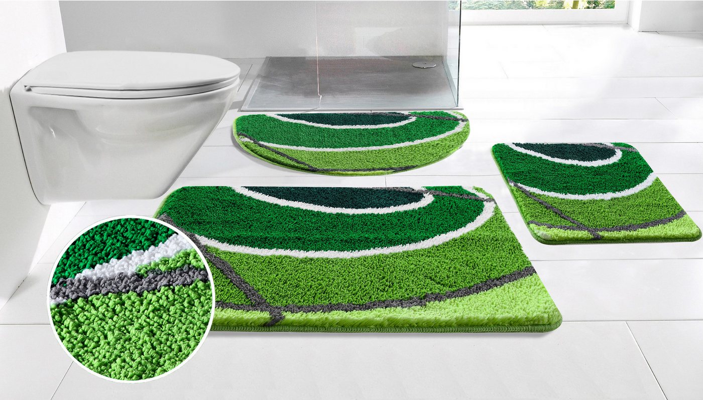 my home Badematte Juna mit Muster, Badvorleger, Badezimmer Teppich, Duschvorleger, Höhe 20 mm, rutschhemmend beschichtet, strapazierfähig, Polyester, rechteckig, besonders weich, Design, Badematten, Badteppich von my home