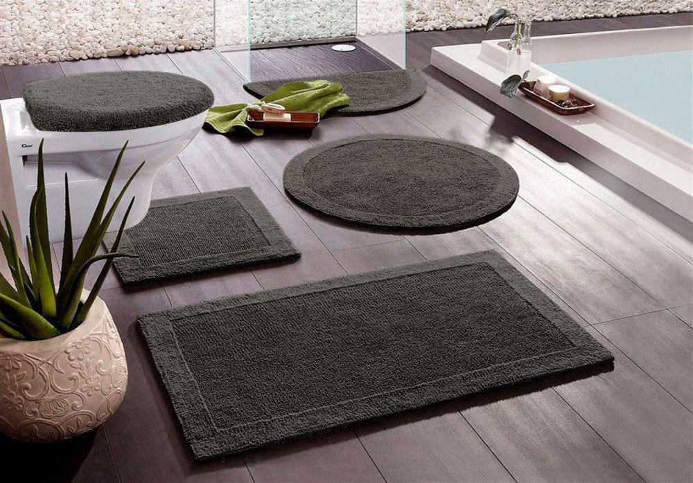my home Badematte Kapra, Badvorleger, Badezimmer Teppich, Höhe 14 mm, beidseitig nutzbar, fußbodenheizungsgeeignet, strapazierfähig, Baumwolle, rund, mit Bordüre, Badteppich, Badematte, Baumwolle my home Badematte Kapra, Badvorleger, Badezimmer Teppich, Höhe 14 mm, beidseitig nutzbar, fußbodenheizungsgeeignet, strapazierfähig, Baumwolle, rund, mit Bordüre, Badteppich, Badematte, Baumwolle von my home