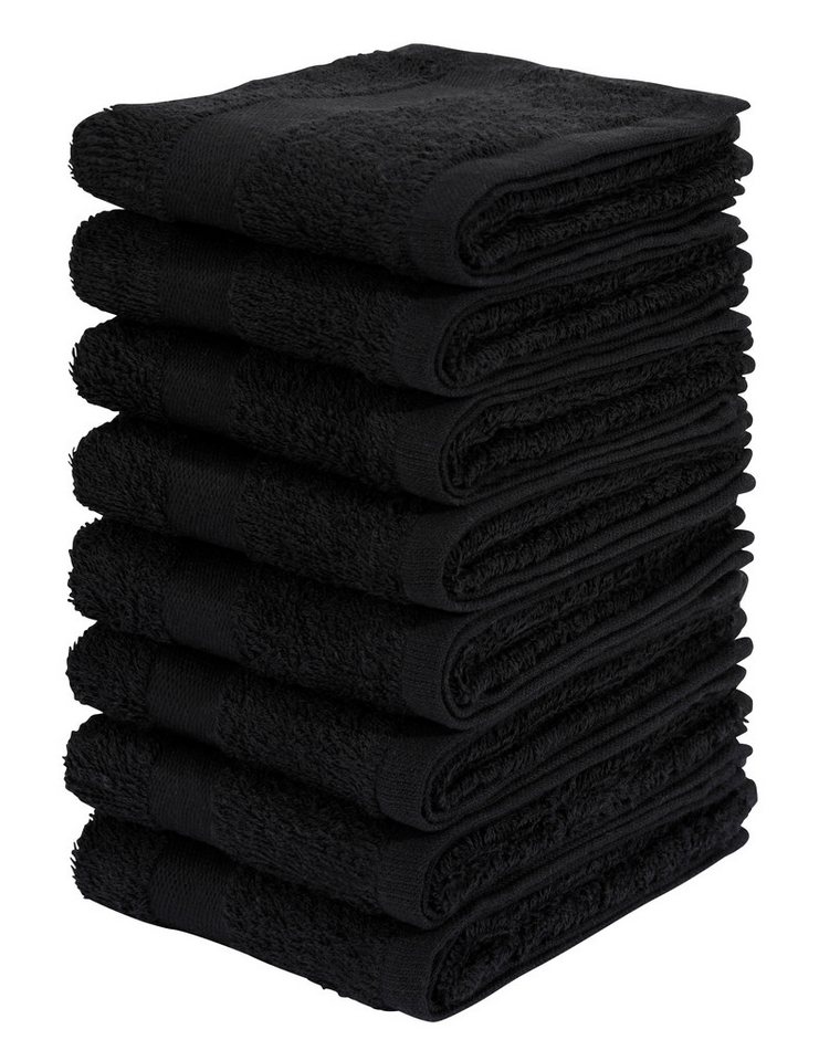 my home Gästehandtücher Vanessa, als Set und Serie erhältlich, 8 Gästehandtücher, 30x50cm, Walkfrottee (Set, 8-St), Handtücher mit Bordüre, 100% Baumwolle, einfarbig, weich von my home