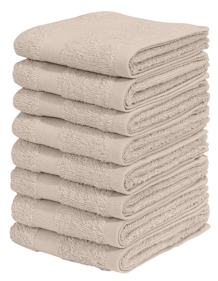 my home Gästehandtücher Vanessa, als Set und Serie erhältlich, 8 Gästehandtücher, 30x50cm, Walkfrottee (Set, 8-St), Handtücher mit Bordüre, 100% Baumwolle, einfarbig, weich von my home