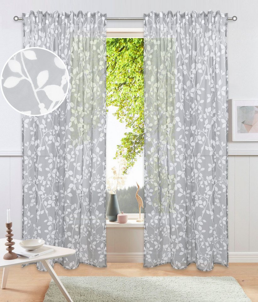 my home Gardine Issoire (1 St), Multifunktionsband, transparent, Wohnzimmer, Schlafzimmer, Esszimmer, gemustert und halbtransparent von my home