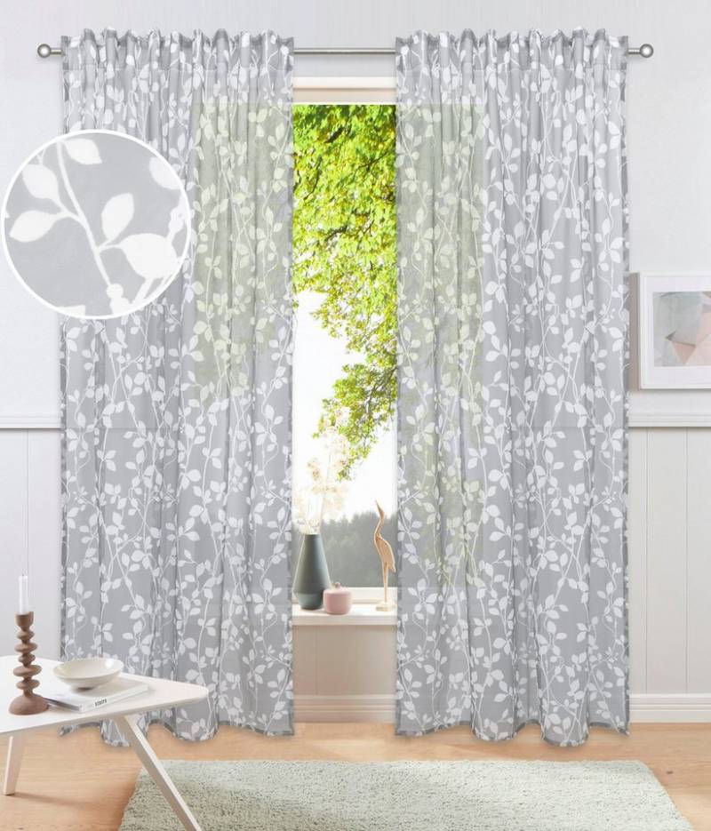 my home Gardine Issoire (1 St), Multifunktionsband, transparent, Wohnzimmer, Schlafzimmer, Esszimmer, gemustert und halbtransparent von my home