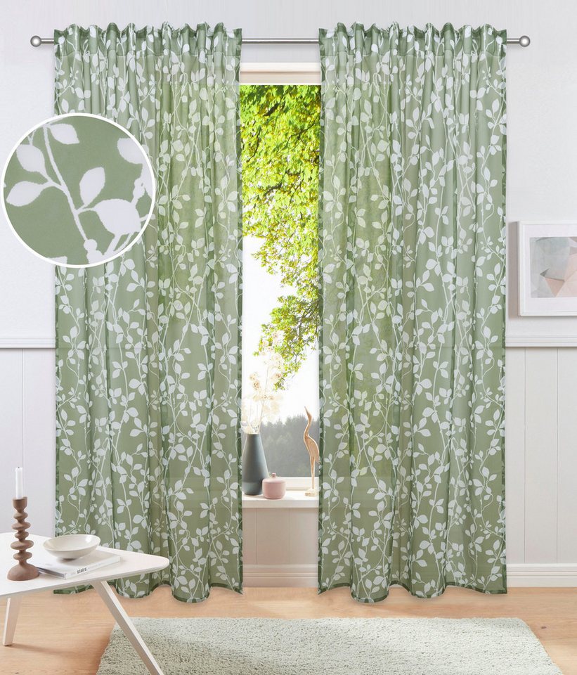 my home Gardine Issoire (1 St), Multifunktionsband, transparent, Wohnzimmer, Schlafzimmer, Esszimmer, gemustert und halbtransparent von my home