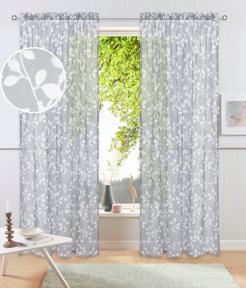 my home Gardine Issoire (1 St), Stangendurchzug, transparent, Wohnzimmer, Schlafzimmer, Esszimmer, gemustert, modern von my home