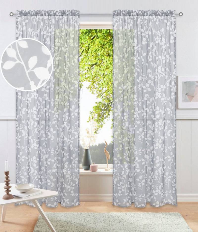 my home Gardine Issoire (1 St), Stangendurchzug, transparent, Wohnzimmer, Schlafzimmer, Esszimmer, gemustert, modern von my home