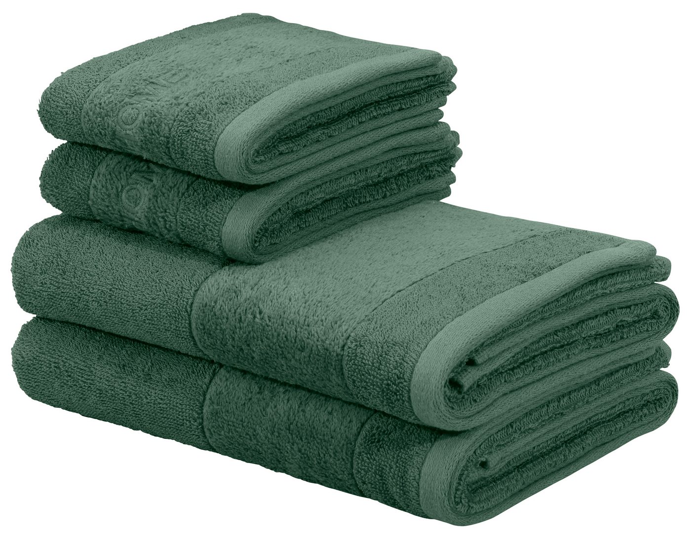 my home Handtuch Set »Aiden«, Handtücher mit Markenlogo Stickerei in der Bordüre, Frottier (Set, 4-St), 2 Gästehandtücher, 2 Handtücher, aus 100% Baumwolle von my home