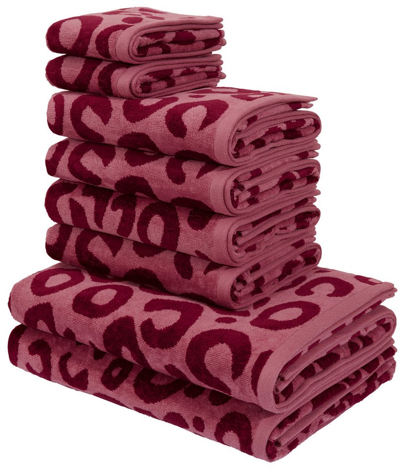 my home Handtuch Set Anna Leopardmuster, 8-tlg Handtuch-Set, 100% Baumwolle, Walkfrottee (Set, 8-St), Duschtücher, Handtücher und Gästetücher, weich, saugstark, modern, Leo von my home