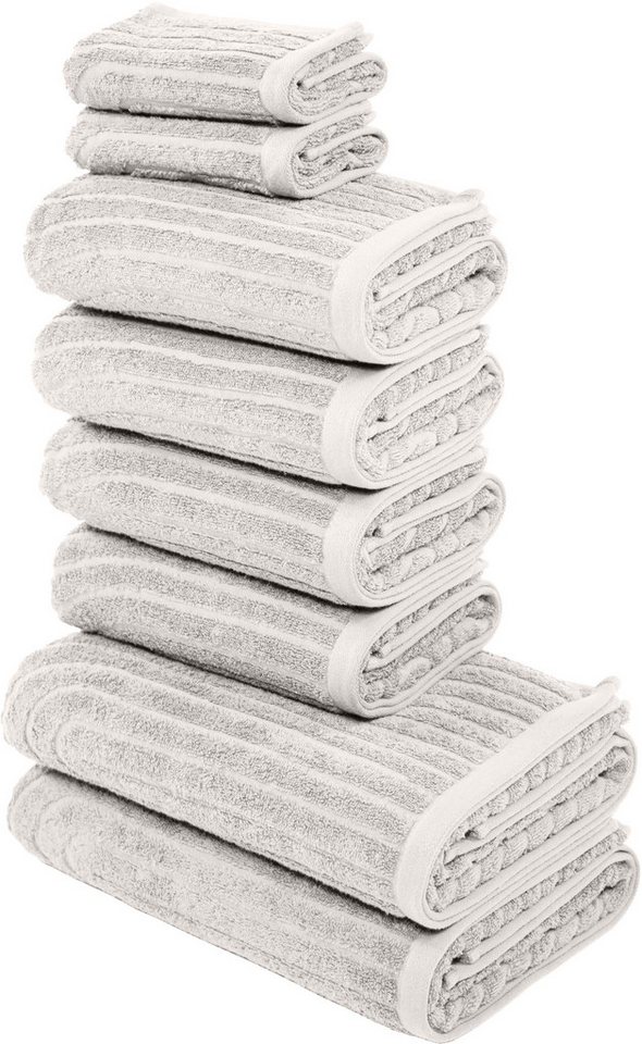 my home Handtuch Set Handtuchset Ognon, Duschtücher, Handtücher, Gästetücher, Zen, Frottier (Set, 8-St), Handtücher mit Muster, Scandi, einfarbiges Handtuch-Set 100% Baumwolle von my home