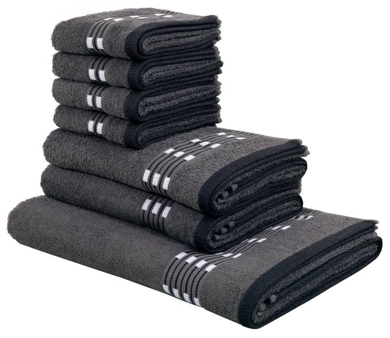 my home Handtuch Set Jonnie, Walkfrottee (Set, 7-St), Handtücher aus 100% Baumwolle, Handtuchset mit gemusterter Bordüre von my home