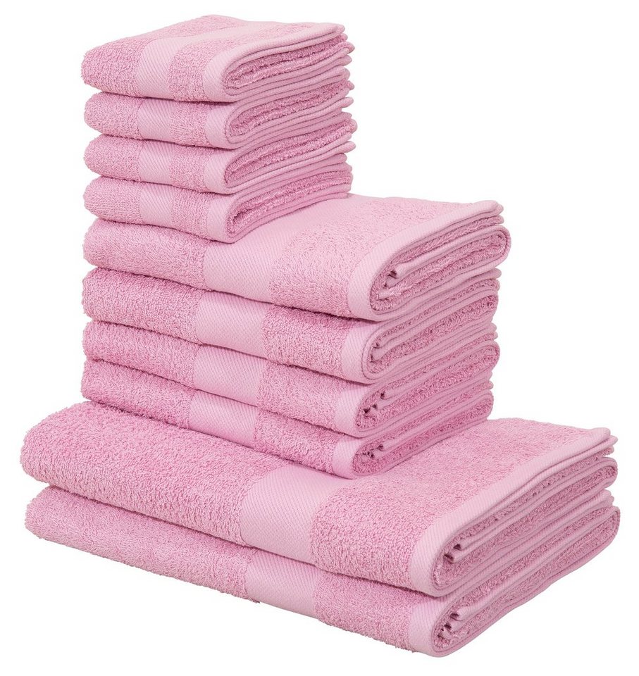 my home Handtuch Set Melli, Duschtücher, Handtücher, Gästetücher, Walkfrottee (Set, 10-St), Handtuchset in dezenten Farben, 100% Baumwoll-Handtücher von my home