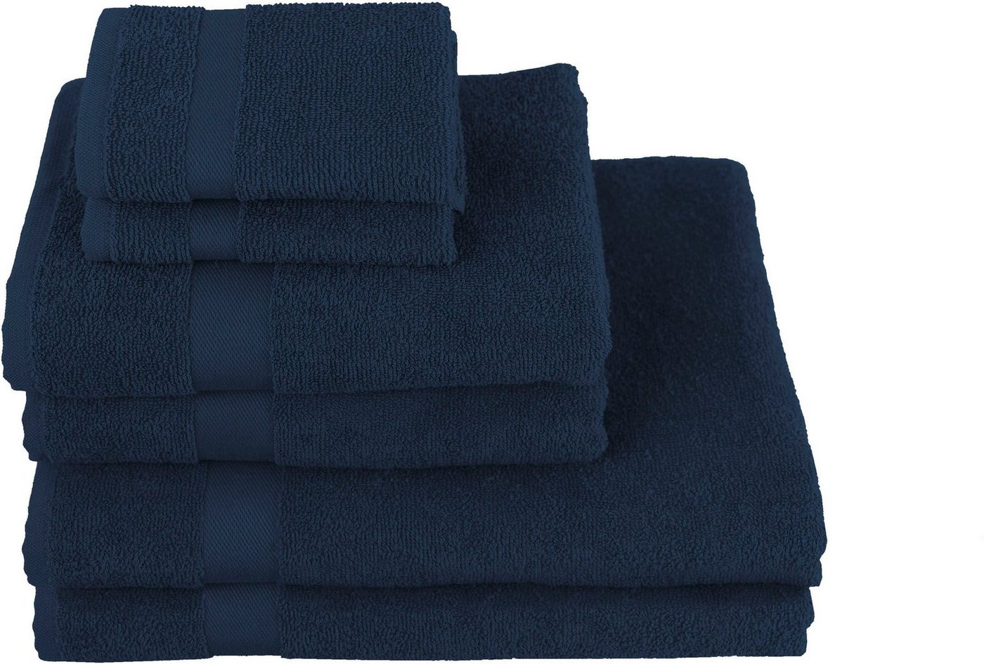 my home Handtuch Set Nela, Walkfrottier, (Set, 6-tlg), mit Bordüre, einfarbiges Handtuch-Set aus 100% Baumwolle von my home