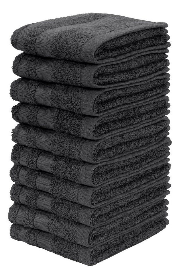 my home Handtuch Set Vanessa, 10 Seiftücher 30x30, Walkfrottee (Set, 10-St), Handtücher mit Bordüre, 100% Baumwolle, einfarbig, weich von my home