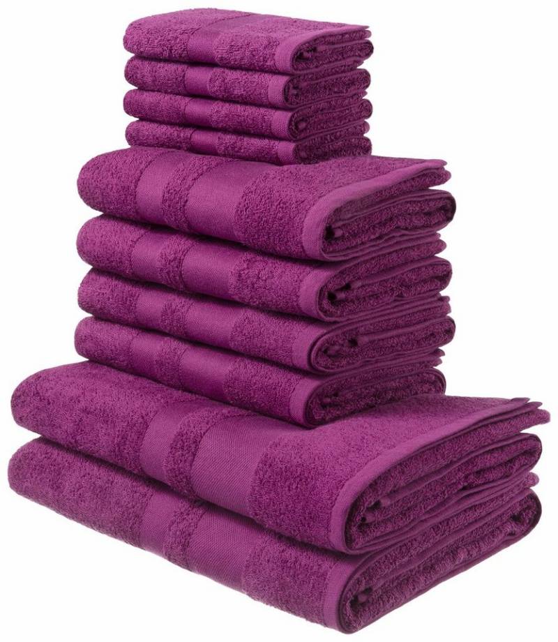 my home Handtuch Set Vanessa, 10-tlg Handtuch-Set, in Standard- und Premium-Qualität, weich, Walkfrottee (Set, 10-St), 100% Baumwolle, Duschtücher, Handtücher, Gästetücher, mit Bordüre von my home
