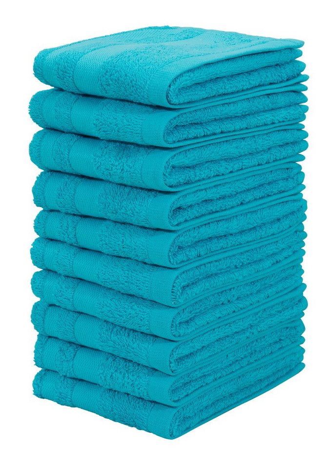 my home Handtuch Set Vanessa, 10 Seiftücher 30x30, Walkfrottee (Set, 10-St), Handtücher mit Bordüre, 100% Baumwolle, einfarbig, weich von my home