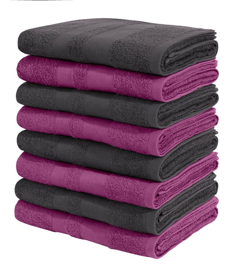 my home Handtücher Vanessa, als Set und Serie erhältlich, 8 Handtücher, 50x100cm, Walkfrottee (Set, 8-St), Handtücher mit Bordüre, 100% Baumwolle, einfarbig, weich von my home
