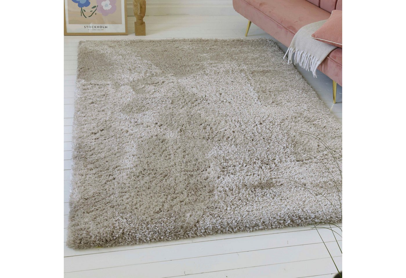 OTTO home Hochflor-Teppich Saul, rechteckig, Höhe: 50 mm, dichter weicher Langflor, mit Glanz, Shaggy, uni farben, Wohnzimmer OTTO home Hochflor-Teppich Saul, rechteckig, Höhe: 50 mm, dichter weicher Langflor, mit Glanz, Shaggy, uni farben, Wohnzimmer von OTTO home