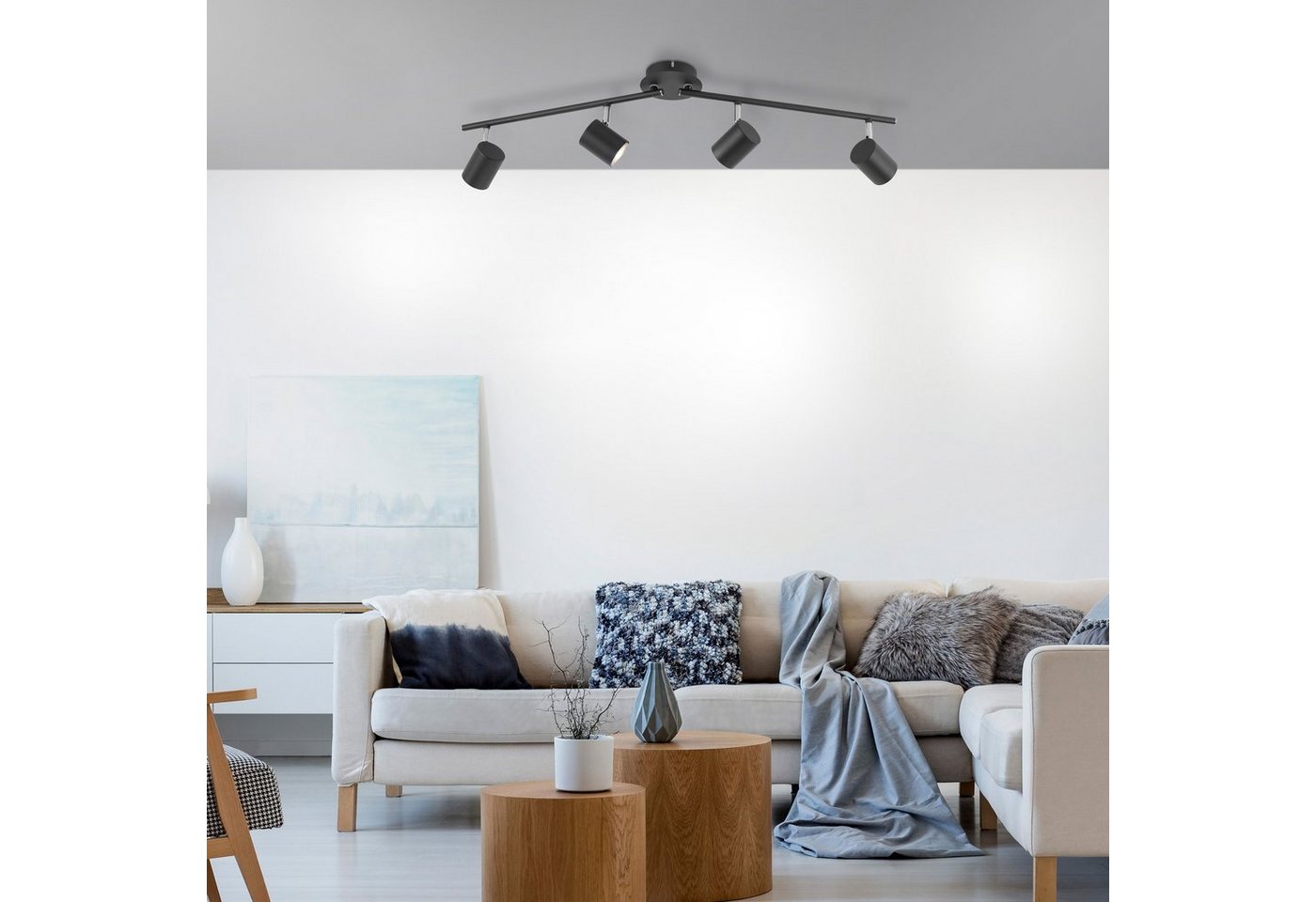 my home LED Deckenleuchte Maci, Leuchtmittel wechselbar, Warmweiß, schlichtes Design, warmweißes LED-Licht, dreh- und schwenkbare Spots von my home