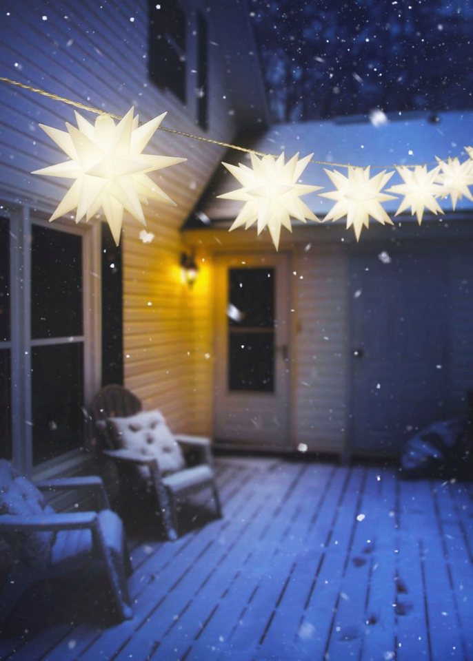 my home LED-Lichterkette Dion, Weihnachtsbeleuchtung mit Sternen, 10-flammig, mit Timer, Weihnachtsdeko für den geschützen Außenbereich von my home