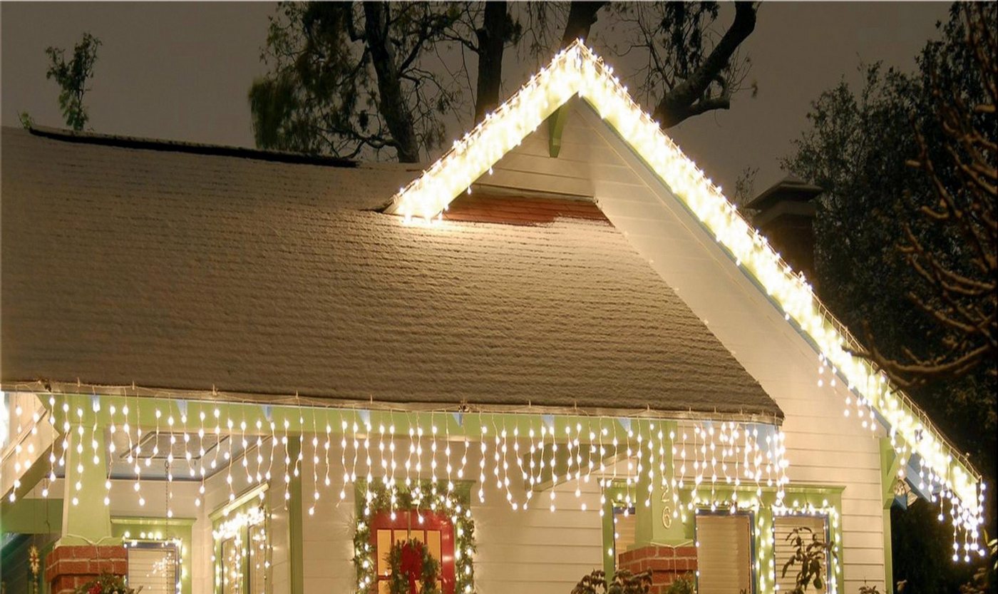 my home LED-Lichterkette Eisregen, Weihnachtsdeko aussen, Lichterregen, Zuleitung ca. 5 Meter von my home