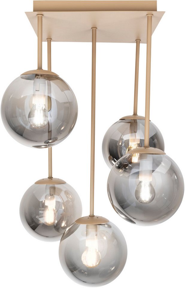 my home Pendelleuchte Nymölla, ohne Leuchtmittel, 5 Glaskugeln mit je 1x E14 exkl., Gestell eckig beige matt my home Pendelleuchte Nymölla, ohne Leuchtmittel, 5 Glaskugeln mit je 1x E14 exkl., Gestell eckig beige matt von my home