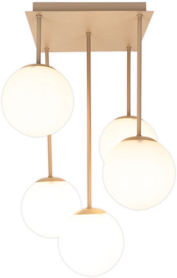 my home Pendelleuchte Nymölla, ohne Leuchtmittel, 5 Glaskugeln mit je 1x E14 exkl., Gestell eckig beige matt my home Pendelleuchte Nymölla, ohne Leuchtmittel, 5 Glaskugeln mit je 1x E14 exkl., Gestell eckig beige matt von my home