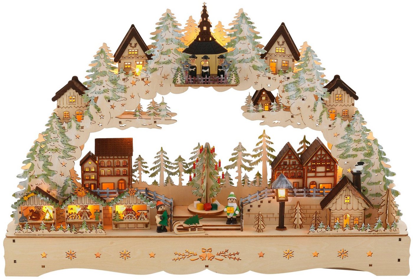 my home Schwibbogen LED Weihnachtsleuchter mit drehendem Baum und Musik, Weihnachtsdeko, Breite ca. 57 cm von my home