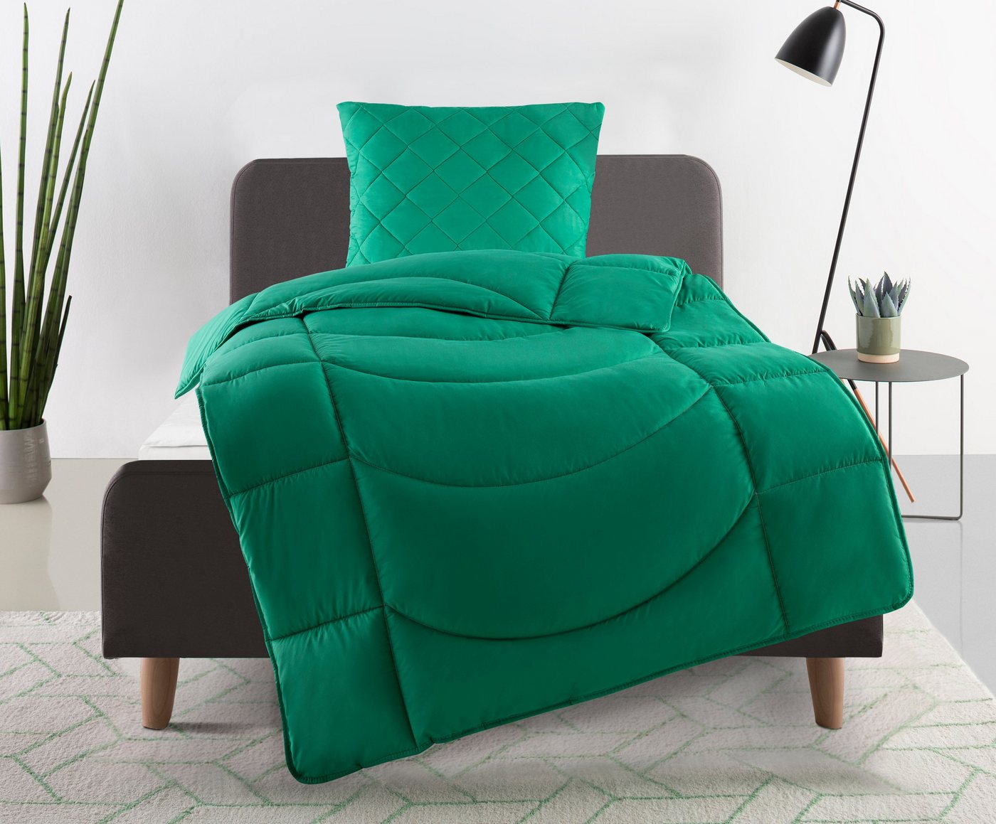 my home Steppbett + Kopfkissen Microlux, Bettdecke 135x200 cm, 155x220 cm, Füllung: Polyester, Bezug: Polyester, Set mit Kissen 40x80 cm, 80x80 cm, Sommer, Herbst, Winter in 4 Farben von my home