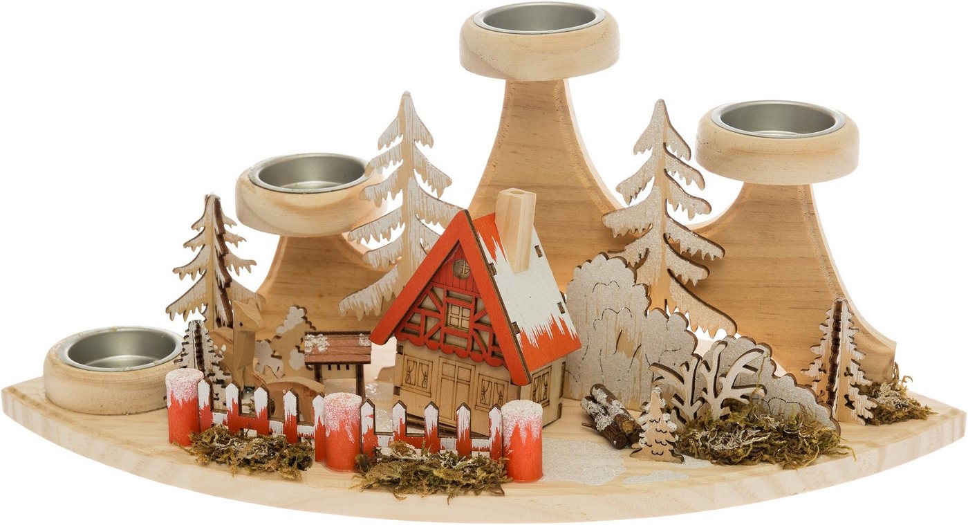 my home Teelichthalter Weihnachtsdeko (1 St), Winterlandschaft aus Holz von my home