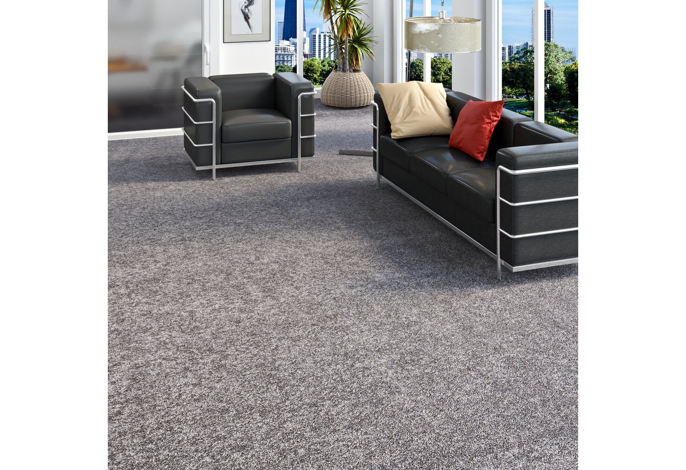 my home Teppichboden Rava, Velours, rechteckig, Höhe: 16 mm, Uni Farben, Breite 400 cm, weich, strapazierfähig, Wohnzimmer von my home