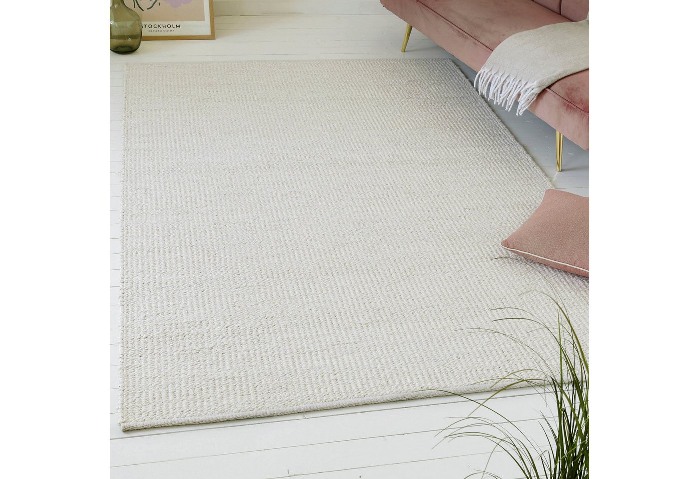 my home Teppich Synja, rechteckig, Höhe: 10 mm, handgewebt, Kelim, mit Struktur, 50% Wolle mit Juteanteil, Wohnzimmer von my home