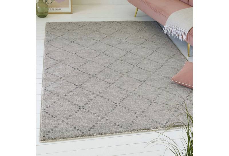 OTTO home Teppich Thoren, rechteckig, Höhe: 12 mm, weicher Kurzflor, Rautenmuster mit Fransen, Wohnzimmer, Schlafzimmer von OTTO home