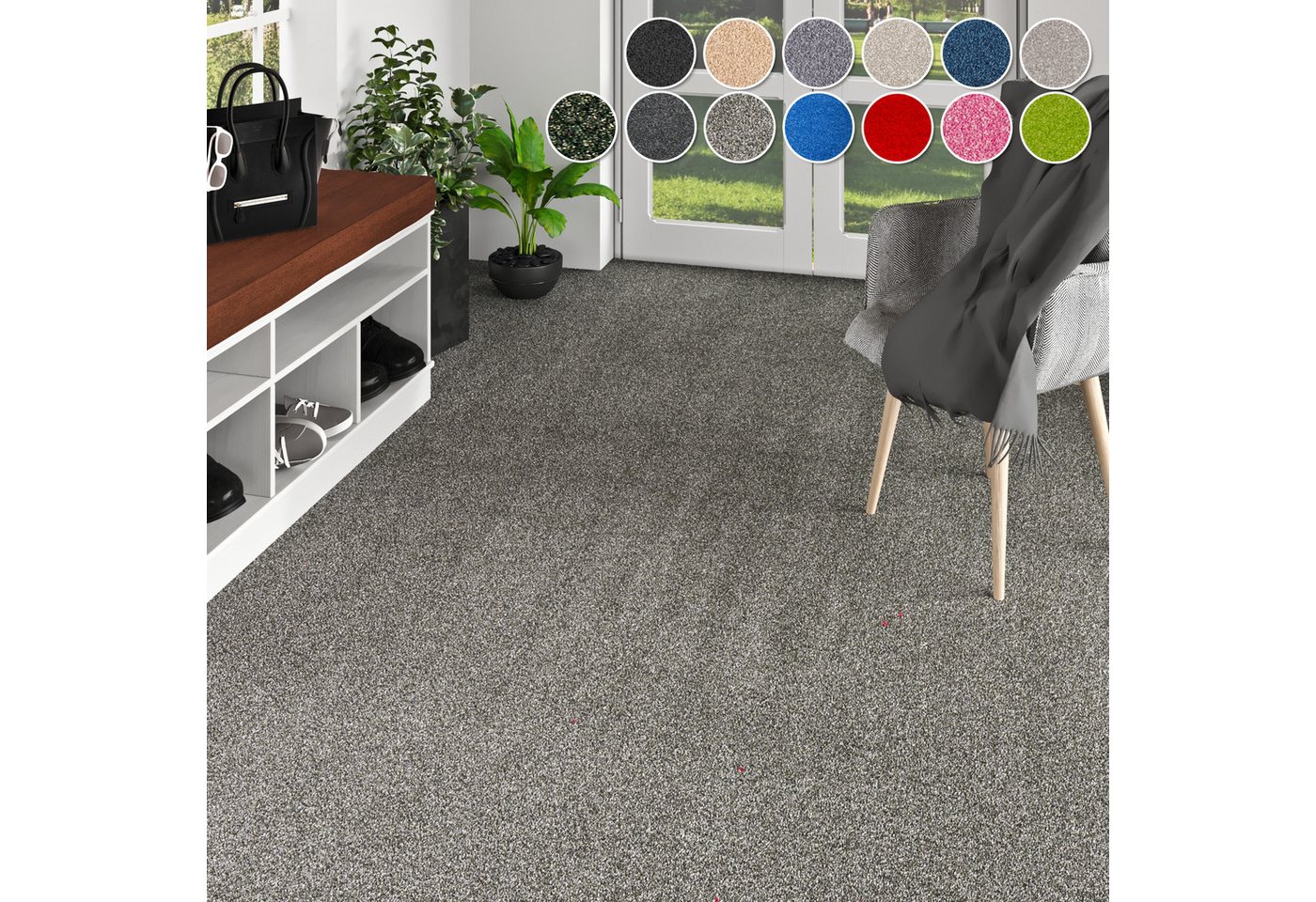 my home Teppichboden Zephyra, Schlinge, Made in Netherlands, rechteckig, Höhe: 8 mm, Uni Farben, Breite 400 cm, strapazierfähig, Wohnzimmer, Schlafzimmer von my home