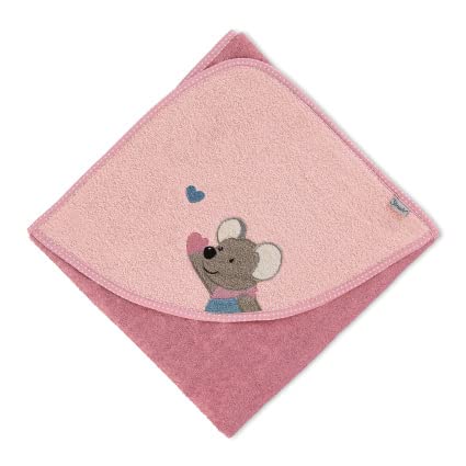 Sterntaler Badetuch 80x80 cm aus 100% Baumwolle personalisiert mit Namen/inklusive Bestickung (Mabel rosa Herz) von my-mosaik
