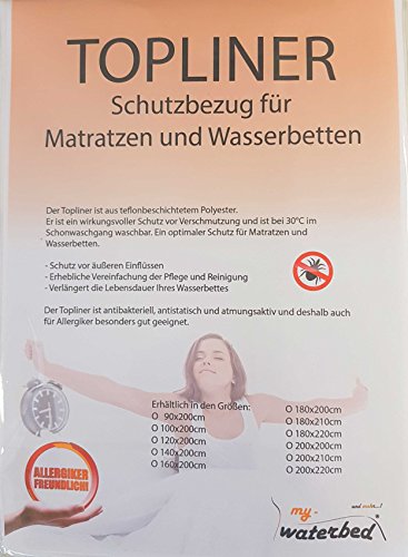 my-waterbed Topliner Capliner Schonbezug Protector Staubschutz für Wasserbetten Matratzen (180x200cm) von my-waterbed