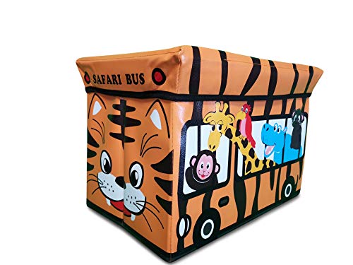 Hochwertige Safari Bus Kinder Aufbewahrungsbox - Die Spielzeugkiste mit Deckel ist sehr stabil und kann sogar gefaltet werden - bietet viel Platz für die Spielzeug Aufbewahrung - 31 x 49 x 31 cm von my1st