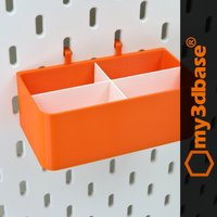 4 - Slot, Large Organizer Storage Box | Approx 116mm For Skadis Pegboard von my3dbase