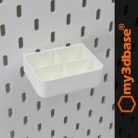 4 - Slot, Medium Size Flat Organizer Storage Box | Approx 76mm For Skadis Pegboard von my3dbase